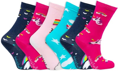 Kindersokken | Grappige sokken | Print: Eenhoorn | Kleur: Meerkleurig | Maat: Diverse maten | 6 paar