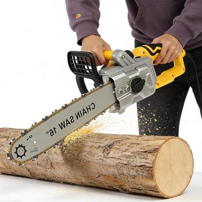 Elektrische Kettingzaag - Boomzaag Motorzaag - Hout Zagen - Gereedschapsloze Kettingspanning - 40 cm Zaagblad - Geel