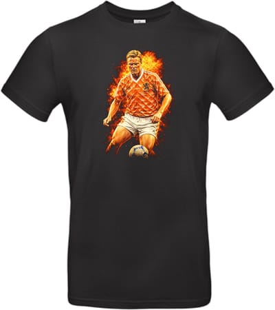T-shirt zwart met opdruk van het Nederlandse voetbal icoon Ronald Koeman maat S van Shirtmakelaar
