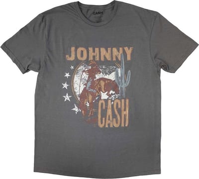 Johnny Cash - Cowboy Heren T-shirt - S - Grijs
