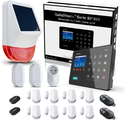 Safe2Home® SP310 draadloos alarmsysteem compleet set - detectie van stoorzenders - TÜV-gecertificeerd – app-bediening Duits GSM WLAN SMS alarmsysteem 868 MHz - smart home compatibel voor huis en kantoor