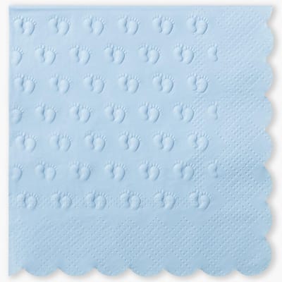 SnelShoppen - 40 Stuks 2-Ply Baby Party Servetten voor Jongens, Lichtblauwe Servetten met Voetafdrukken, Decoratie voor Babyfeest, One-Time Papieren C