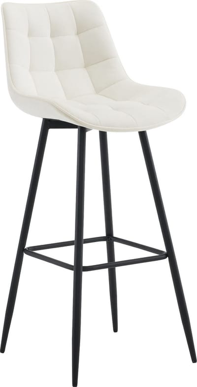 CLP Dartford Barkruk - Met rugleuning - Met voetsteun - Metalen frame - creme Fluweel