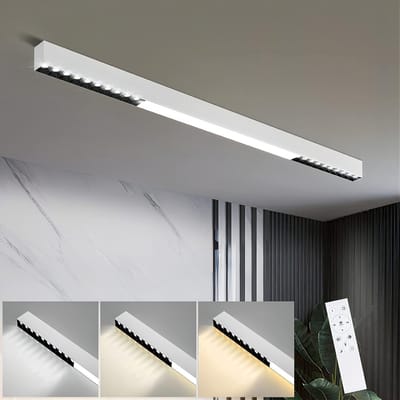 NETTLIFE Plafondlamp - 107CM - LED Plafondverlichting - Dimbaar - Wit - Lange Bureaulamp - 32W moderne Lamp - met Afstandsbediening - voor Slaapkamer | Keuken | Woonkamer