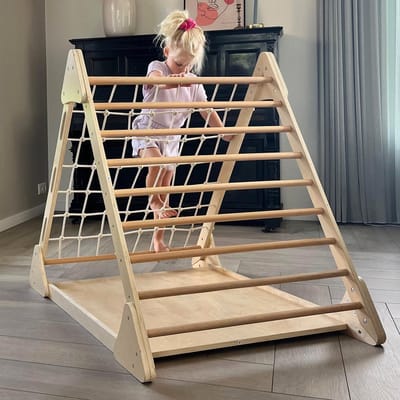 Maxx kidz - Houten Klimrek XL - Pikler Speeltoestel voor Binnen - Klimdriehoek met 3 Verschillende Zijden - Hout Speelgoed