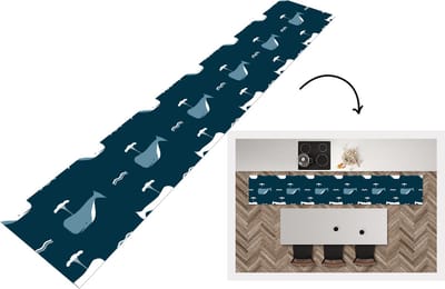 Keukenloper - Loper keuken - Patronen - Walvis - Water - 300x50 cm - Keukenloper vinyl