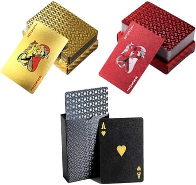 Waterdichte speelkaarten set voor poker, Blackjack en Canasta - 3 kleuren: goud, zwart en rood, 87 x 57 mm, perfect voor spelletjes met vrienden