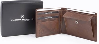 Heren Portemonnee - Rundleer - Luxe Geschenkdoos - Plat - Cadeau - Leren Portemonnee Billfold - Cognac