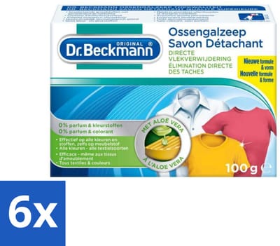 Dr.Beckmann - Vlekkenverwijderaar - Ossengalzeep Met Aloë Vera - Witte en Gekleurde Was - 100g - Voordeelverpakking - 6 stuks