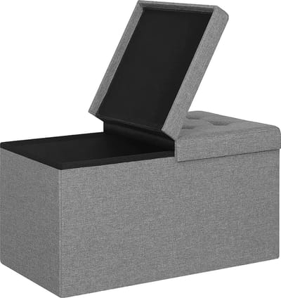 Opbergbank - Lichtgrijs - Stof - Met opbergruimte - 76x38x38cm
