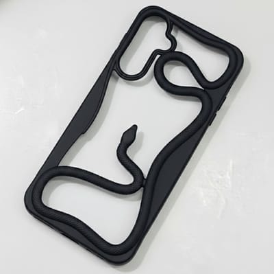 Zwart slang design telefoon hoesje geschikt voor Samsung Galaxy A36 dames en heren met 3D reliëf slang detail, zachte TPU backcover met electroplating rand en effen kleur afwerking