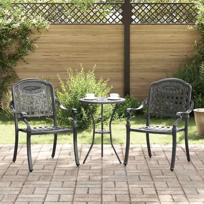 vidaXL Tuinstoel 2 pcs Zwart 55 x 56,5 x 91 cm Aluminium