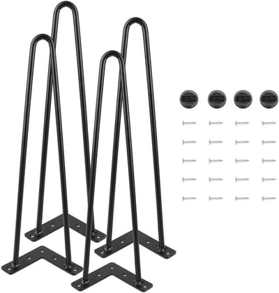 Tafelpoten Metaal - Meubelpoten Haarspeld - Meubels Maken - Koudgewalst Staal - 50 cm - Zwart