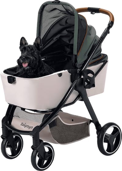 Ibiyaya Retro Hondenbuggy - Luxe Stroller - Soft Sage - 84x66x102cm