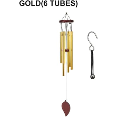 Carillon éolien porte-bonheur, pendentif cloche à 6 tubes pour décoration intérieure, son clair et élégant, convient pour une utilisation intérieure et extérieure