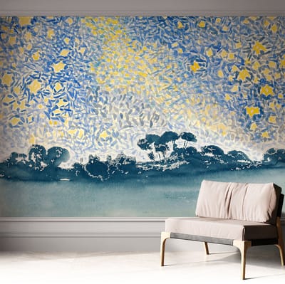 Coloray Zelfklevend Behang - Sterabstractie Zelfklevend fotobehang - 312x250 cm - Blauw Zelfklevend Behang - Voor de woonkamer, slaapkamer en kantoor - Herpositioneerbaar - Stickerbehang op rol