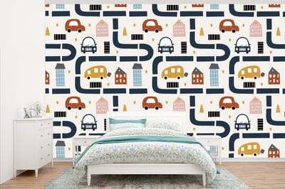 Behang - Fotobehang Design - Jongens - Auto - Kinderen - Breedte 345 cm x hoogte 220 cm
