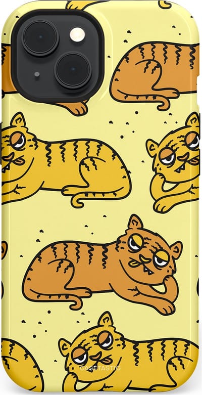 Casetastic hoesje geschikt voor Apple iPhone 15 - MagSafe - Dubbellaagse bescherming - Tijger dromen - Fashion Case - Crème Goud Olijfgroen