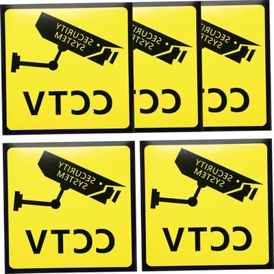 Waarschuwingsborden Camera - Beveiligingsstickers - Eigendom Beveiligen - Sterke Hechting - 98 x 98 cm - Geel