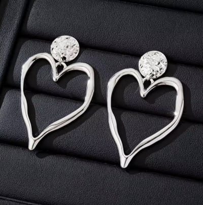 Luxe Oorbellen - Kleur: Zilver - Hart / Heart / Love - Hoge Kwaliteit RVS / Stainless Steel - Oorhangers / Oorringen - Chique Oorbel Set - Feest / Party - Incl. Cadeau Verpakking - Hartje Oorbellen / Earrings - XL Oorbel / Groot