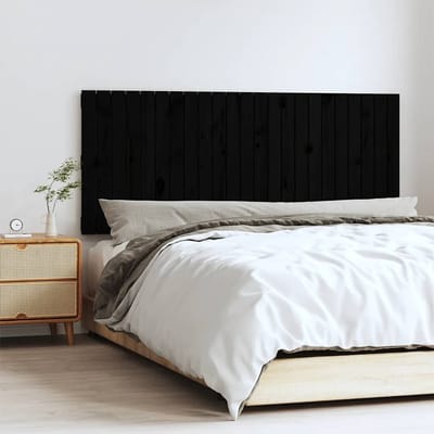 vidaXL - Wandhoofdbord - 147x3x60 - cm - massief - grenenhout - zwart