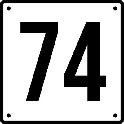 Huisnummerbord 74 - Incl. Schroeven en Pluggen – Acrylaat - 10 x 10 cm - Wit met Zwart