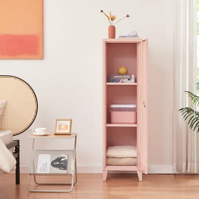 Lockerkast Kurikka metaal 137x38x38 cm perzik beige [en.casa]