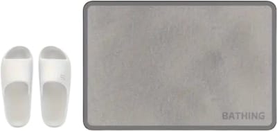 Bovista Sneldrogende Badmat - Douchemat - Antislip - Wc Mat - Toiletmat - Badkamermat - Lichtgrijs 40x60