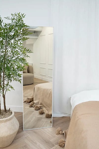 Nordic Style® Rechthoekige spiegel 170x50cm - Mat Wit - Scandinavische Spiegels - Vierkant - Pas spiegel - Staande spiegel - Kleedkamer spiegel - Pas