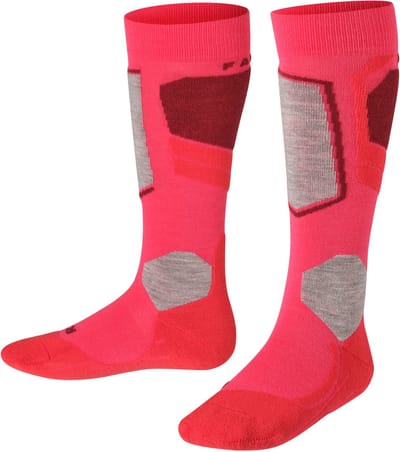 FALKE SK4 warm dun wol functioneel materiaal skisokken kinderen rood - maat 31-34