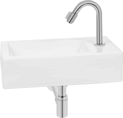 Fonteinset - Wastafelsifon - Badkamer Inrichting - Kraan Rechts - Glans Wit