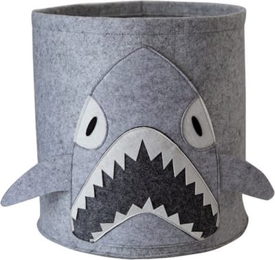 Without Lemon - Haai - Shark - Multifunctionele Canvas Opbergzak - Speelgoed mand - Wasmand - Decoratie mand - Organizer - 35x35 cm