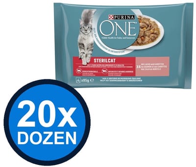 20x Purina One - Sterilcat Adult Zalm & Wortel (4x85g) - Kattenvoer Natvoer - 340 g