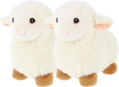 Keel Toys pluche schaap/lammetje knuffeldier - 2x - wit - lopend - 18 cm - Luxe Eco kwaliteit knuffels