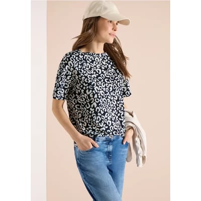 Shirt met boothals en leoprint