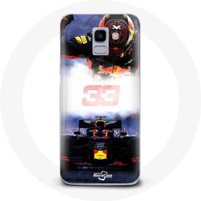 Coque pour Samsung Galaxy A8 2018 Formule 1 Max Verstappen Pilote de F1 noir rouge et jaune