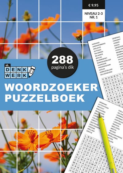 Woordzoeker Puzzelboek - 288 pagina's - Niveau 2/3 - Nummer 01 - Denkwerk