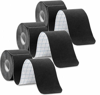 Voorgesneden kinesiologietape, sporttape spiertape voor spieren, enkel, nek, knie en schouder, herstel en fysiotherapie, totaal 60 voorgesneden strips (zwart)