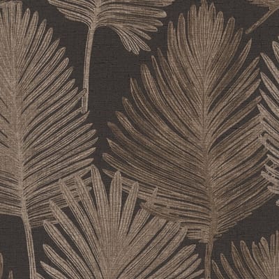 Natuur behang Profhome 786736-GU vliesbehang hardvinyl warmdruk in reliëf gestructureerd met bloemmotief en metalen accenten antraciet zwartbruin bronzen 5,33 m2