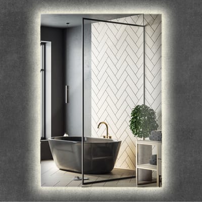 Wallfluent LED Spiegel - Rechthoekige met verlichting - 100 cm x 70 cm - met neutraal licht - Woonkamerspiegel – Badkamerspiegel – Boven de wastafel – Slaapkamerspiegel - Wandmontage - Elegante - Woonaccessoires - Make up spiegel - Minimalistische