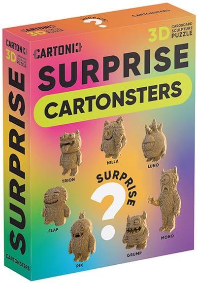 CARTONIC-3D PUZZLE -SURPRISE CARTONSTERS- puzzelen karton 3D DIY Creatief Speelgoed Decoratie Interieur Cadeau Ecologisch Voor kinderen en volwassenen
