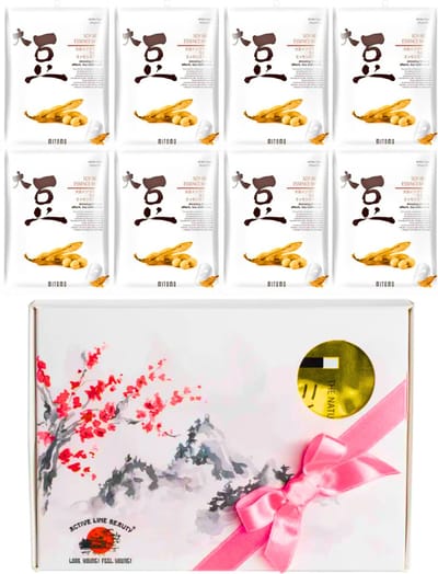 Mitomo Soy Bean Gezichtmasker - Giftset Vrouw - 8 x 25g - Verjaardag Cadeau Vrouw - Geschenkset Vrouwen