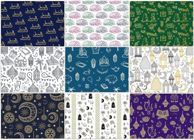 Eid Mubarak Cadeau Inpakpapier – Ramadan Decoratie met Moskee, Lantaarn en Kameel Motieven – Perfect voor Islamitische Feestdagen en Partijen, 50 x 70 cm, Luxe Kwaliteit, Feestelijke Verpakking, Culturele Decoratie