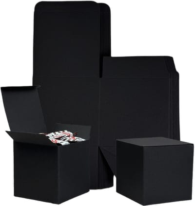 Dailygoods- Doosjes 50 stuks - Zwart Kraftpapier - Vierkante Doosjes met Deksel - Milieuvriendelijk - Eenvoudig te Monteren - Perfect voor Geschenken - Geschenkdozen