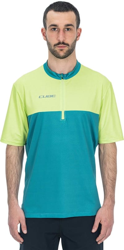CUBE Fietsshirt ATX JERSEY HALF ZIP CMPT S/S GREEN/LIME L