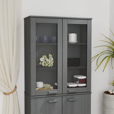 vidaXL - Opzetkast - HAMAR - 85x35x100 - cm - massief - grenenhout - donkergrijs