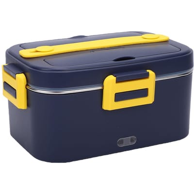 Elektrische Lunchbox Draagbare Lunchwarmer Roestvrij Staal Voedselcontainer Lekvrij voor Auto Huis Kantoor Gebruik Paars Geel L