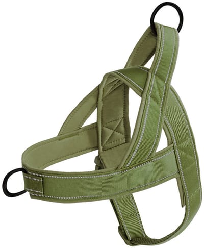 Hondentuigje - Anti-Trek Tuig - Hondenharnas - Y Tuig Hond - Reflecterend - Legergroen, maat S (8–12 kg hond)
