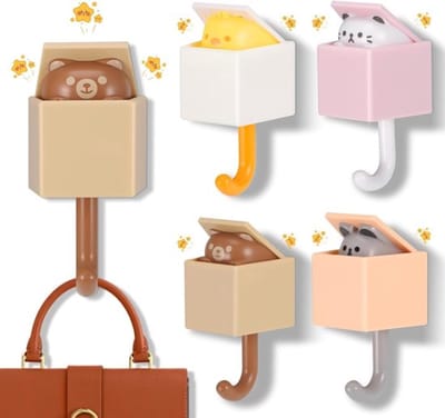 Schattige Kat Sleutelhaken voor Kinderen, Creatieve Wandhaken voor Kleding en Decoratie, Duurzame Haakjes voor Kinderkamer en Badkamer