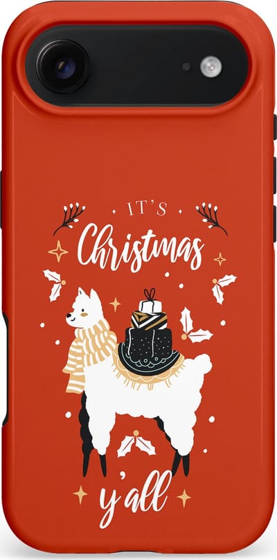 Casetastic hoesje geschikt voor Apple iPhone Air - MagSafe - Dubbellaagse bescherming - Rode Witte Kerst Lama - Fashion Case - Terracotta
